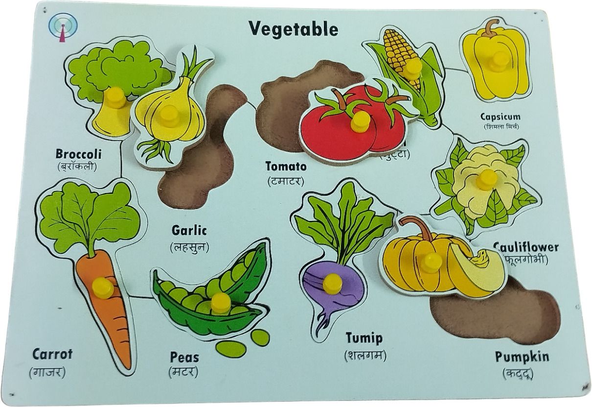 Wooden Vegetable with Picture Knobs Educational Tray Puzzle Size 9 MM thickness-image-6