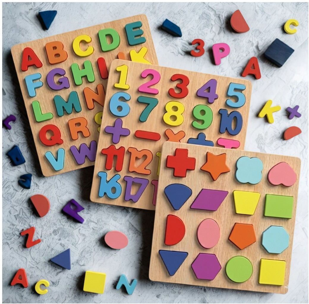Wooden ABC Number Shape Puzzle Board Montessori Learning Toy for Kids M1S722-image-20
