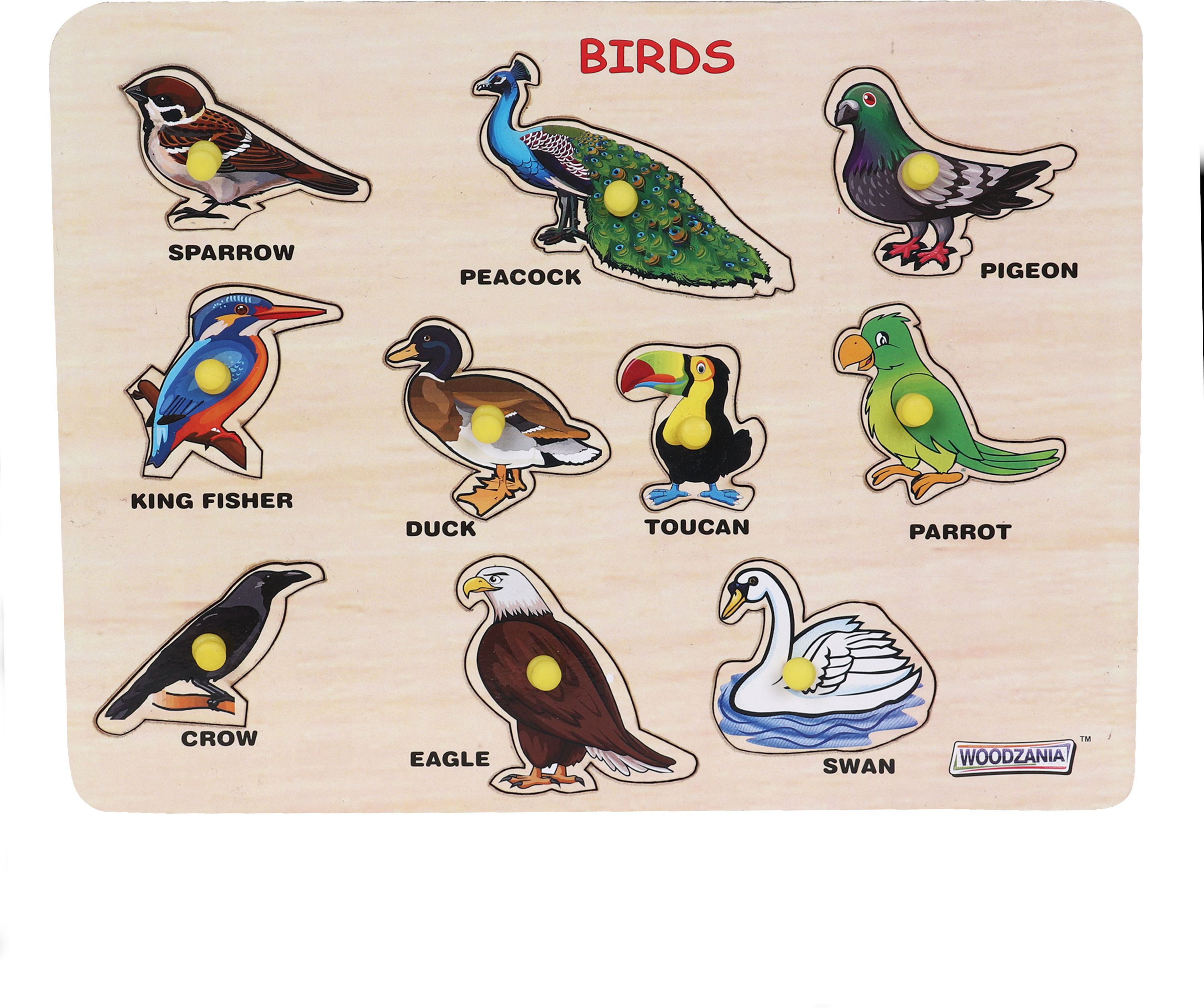 woodzania Wooden Birds Educational Tray with Knob-picture-27