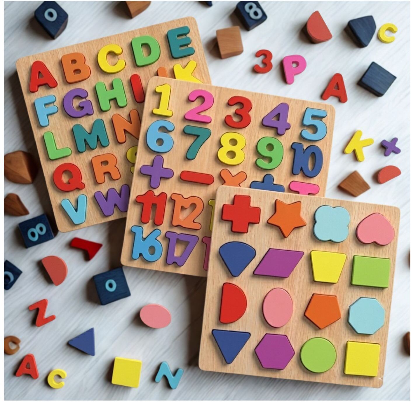 beauty bright Wooden Educational Learning Board ABC Number Shape Puzzle for Kids B1T690-picture-22