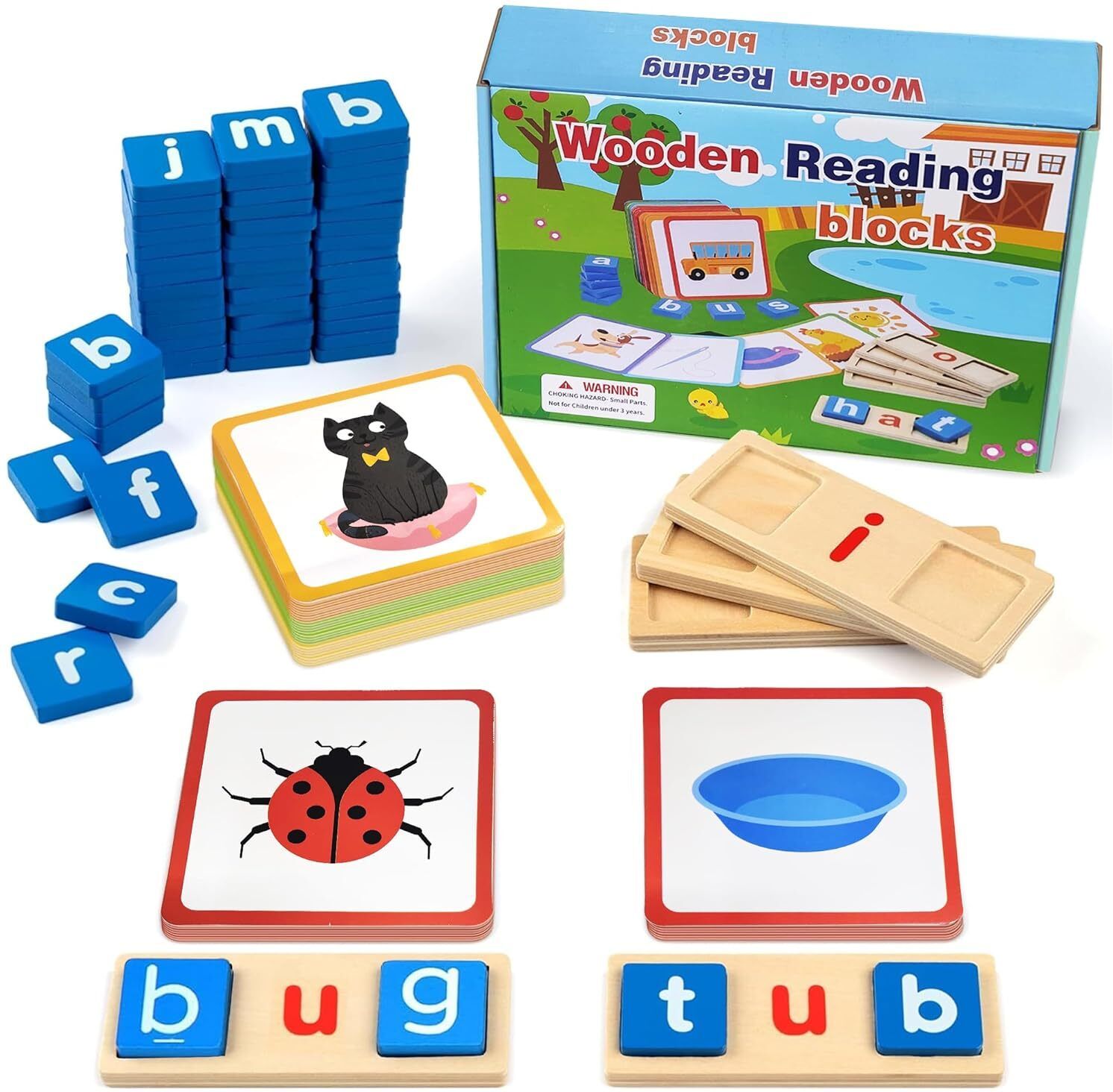 kidology Wooden Short Vowel Reading Letters Sorting Spelling Game for Kids 3+ Years-picture-45