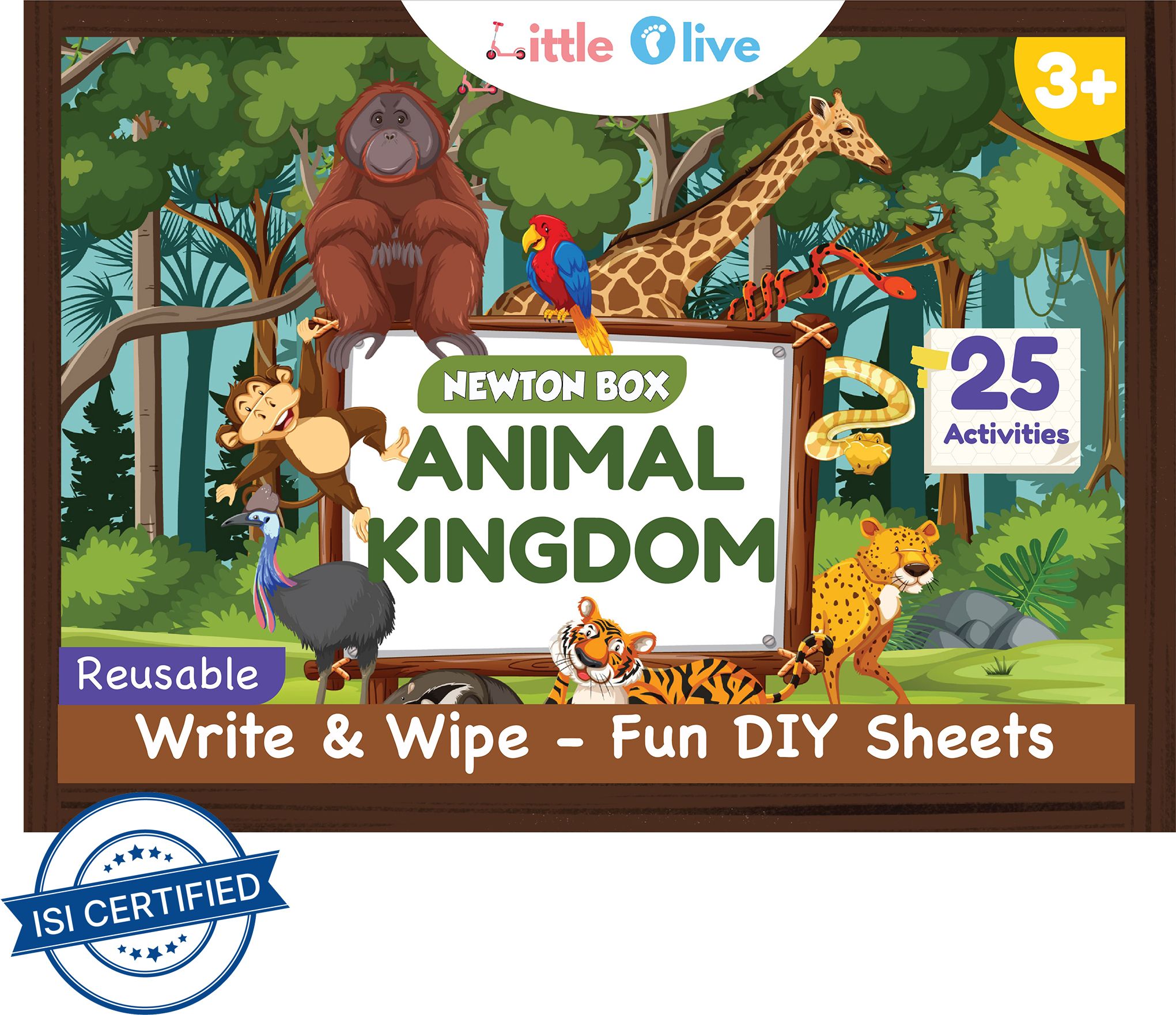 Educational Game : Animal Kingdom | Reusable Activity Mats with 2 Marker Pens