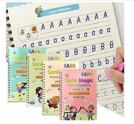 aneep Reusable Magic Practice Copy Book for Kids with Pens (Multicolor, Pack of 4) image 1