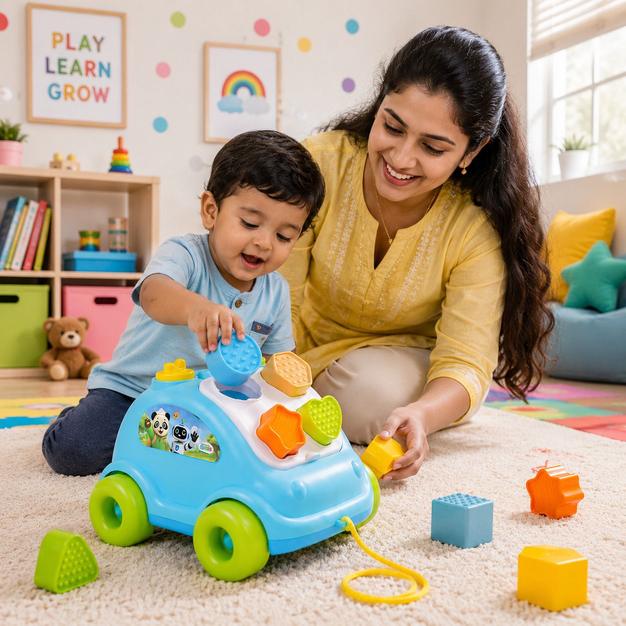 tileez Kids Learning Pull Car Toy with Educational Play Value-picture-32