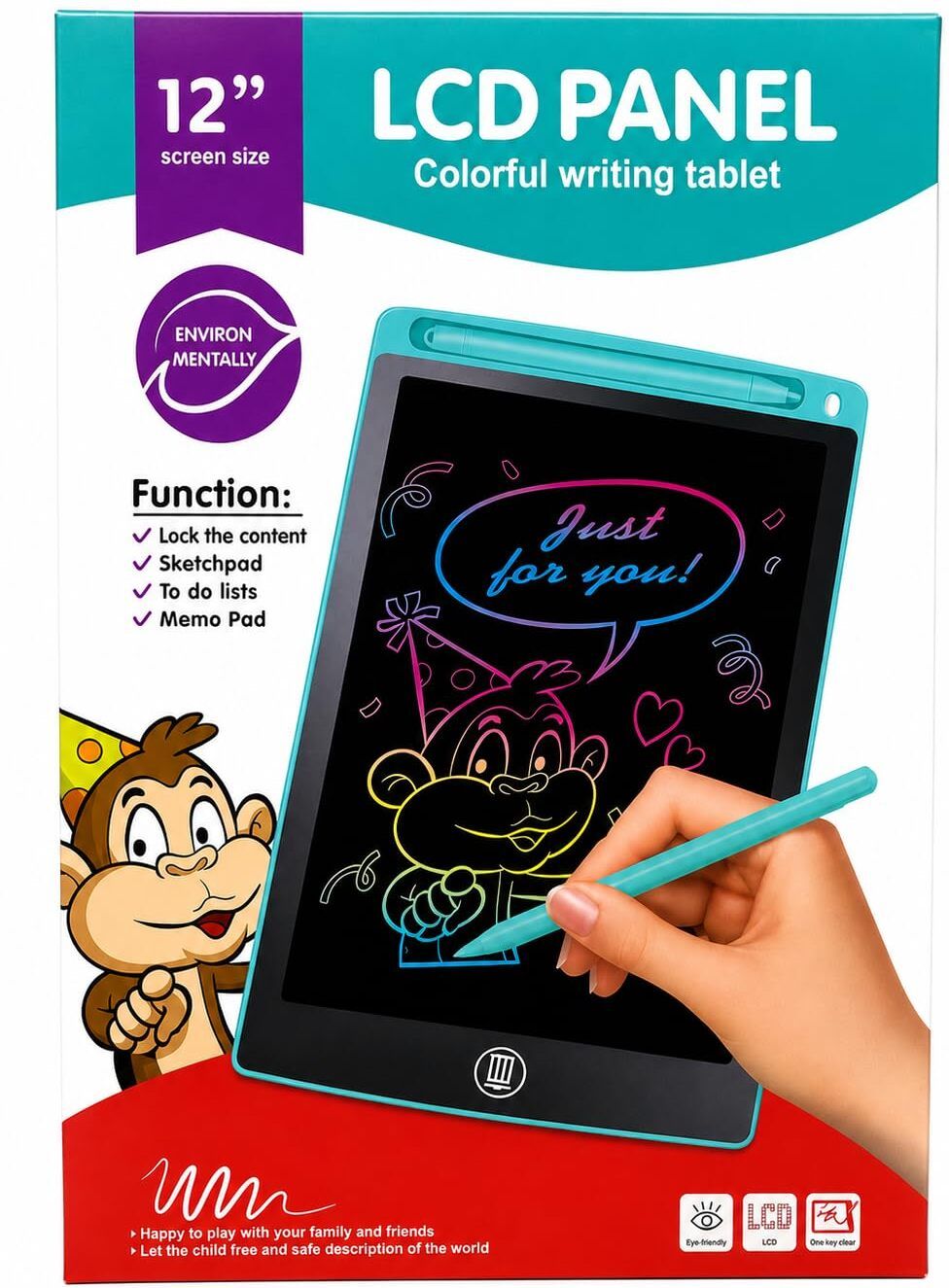 offspringtoys 12 Inch LCD Writing Tablet Digital Drawing Pad with Stylus for Kids (Black)-picture-38