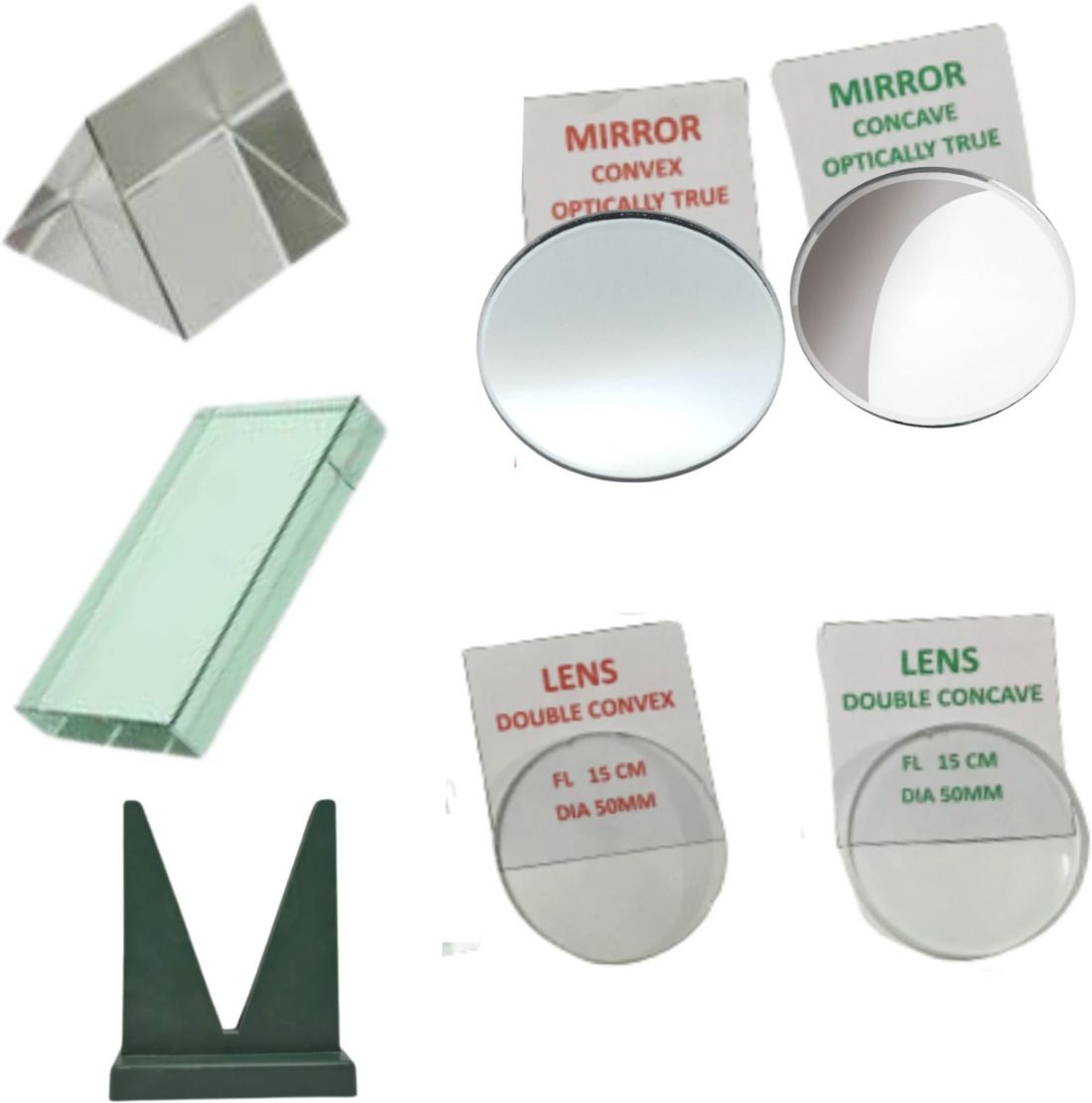 Optics Activity Set with Convex, Concave, Convex, Concave, Prism & Glass Slab-image-0