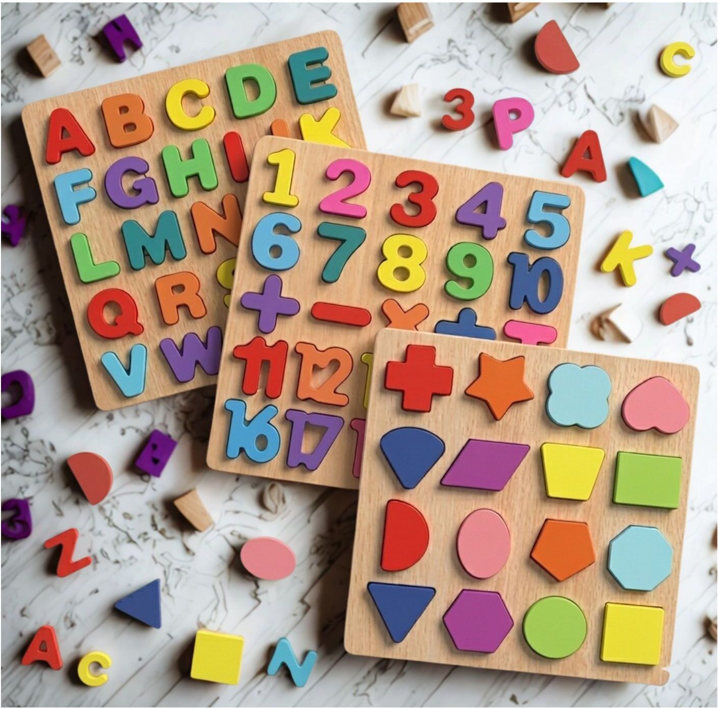 beauty bright Wooden Educational Puzzle Board Alphabet Number Shape Learning Toy Kids B1T690-picture-8