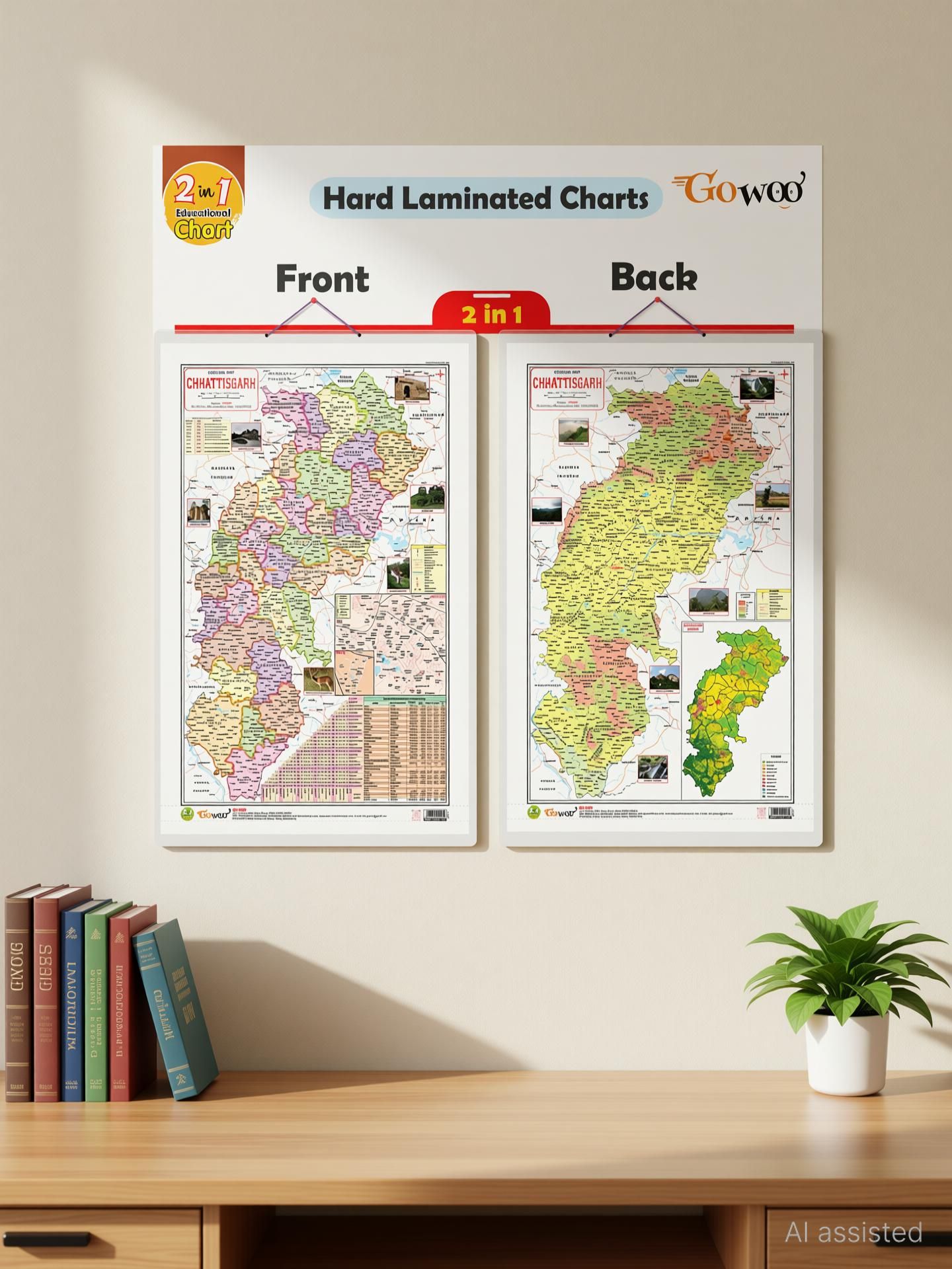 go woo 2 IN 1 CHATTISGARH POLITICAL AND PHYSICAL Map IN ENGLISH Educational Charts | 20"X30" inch |Non-Tearable and Waterproof | Double Sided Laminated |Useful For Preparation Of SSC, UPSC, RRB, IES, and other exams Paper Print-picture-24