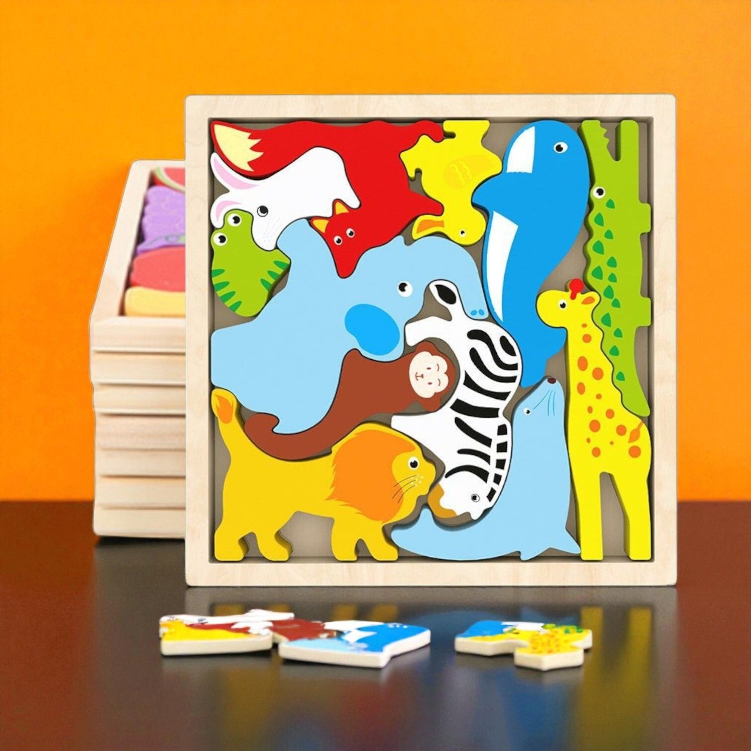 vhd Multicolor Wooden Animal Puzzle – Fun & Educational Toy for Kids W140-picture-29
