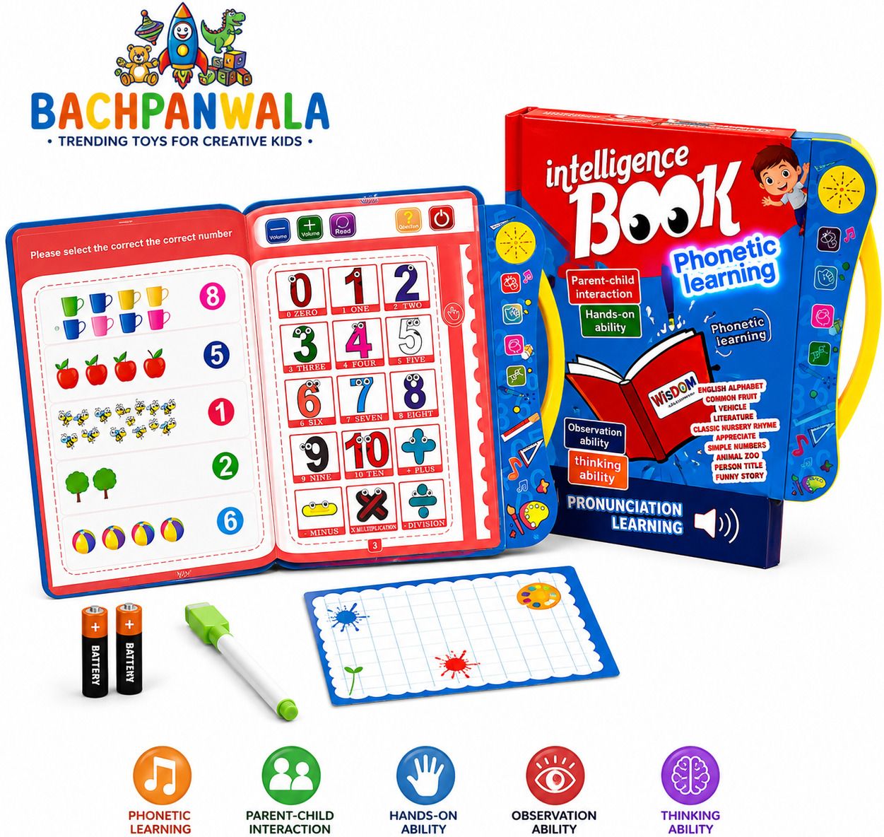 bachpanwala Intelligence Book Talking Learning Book for Kids ABC Phonics Numbers Music Toy-picture-28