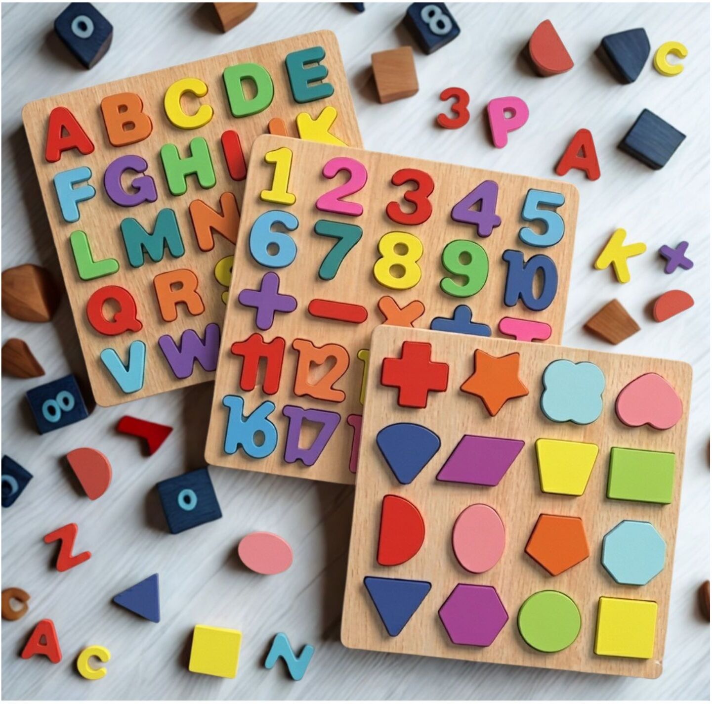 Wooden Educational Learning Board ABC Number Shape Puzzle for Kids B1T677-image-23