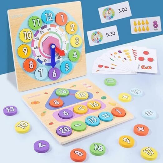 Wooden Two in One Digital Clock Kids Educational Learning Toys-image-30
