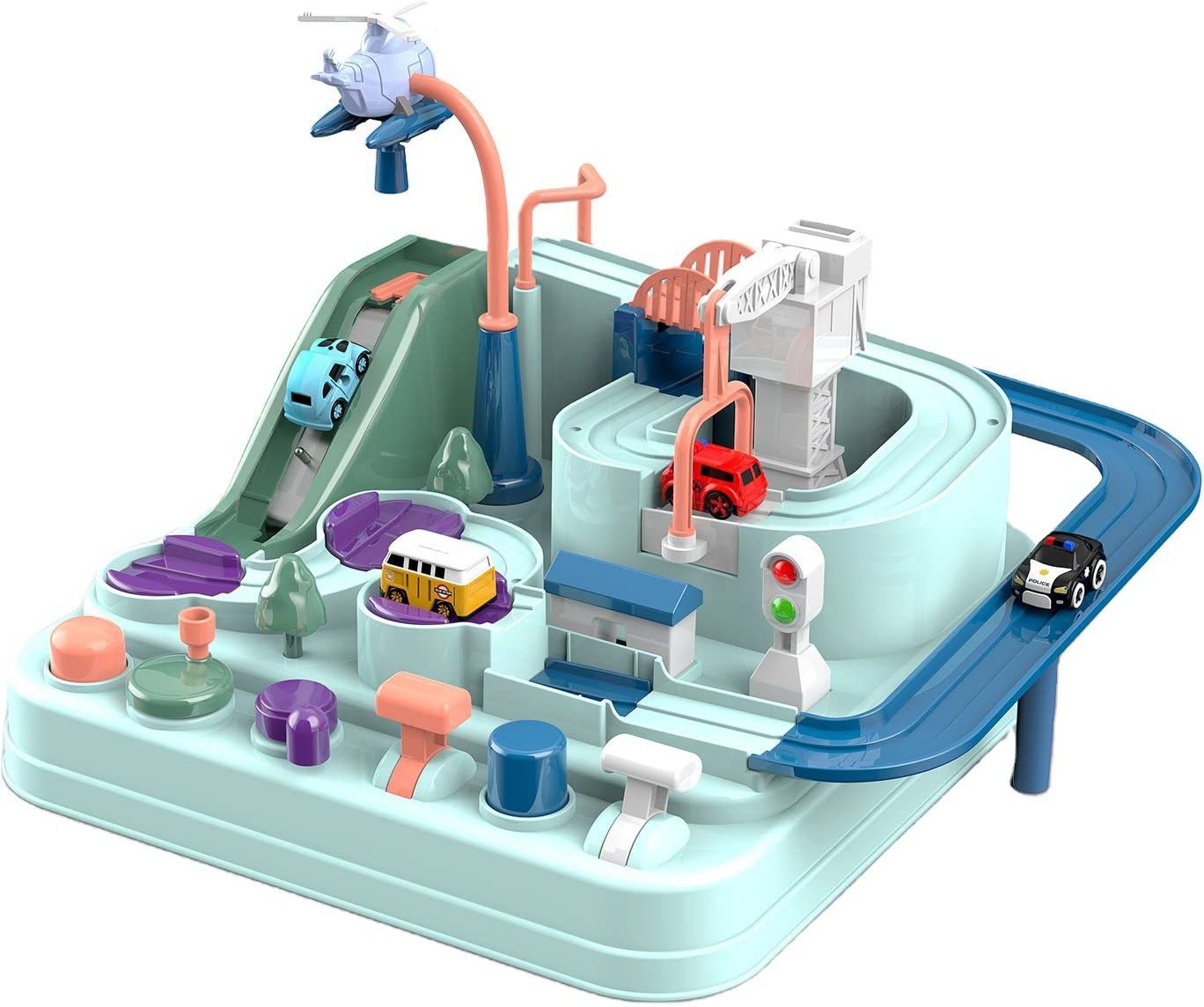 Racer Car Adventure Toy Playset City Rescue For Kids (Mechanical 4 Cars)-image-20
