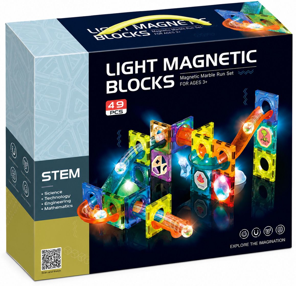 Magnetic Light Building Blocks Toy 49-Piece Set Construction Learning for Kids-image-30