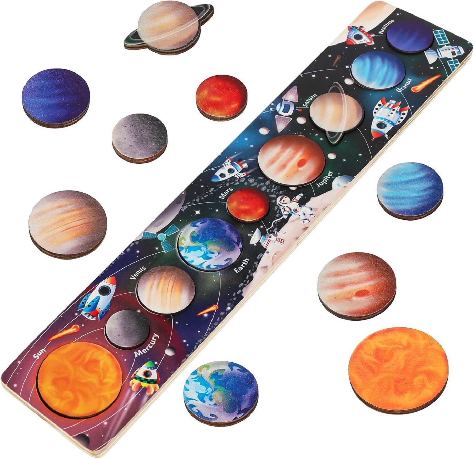Wooden Planets Puzzle Solar System Puzzles Preschool Education Toys for Kids-image-13