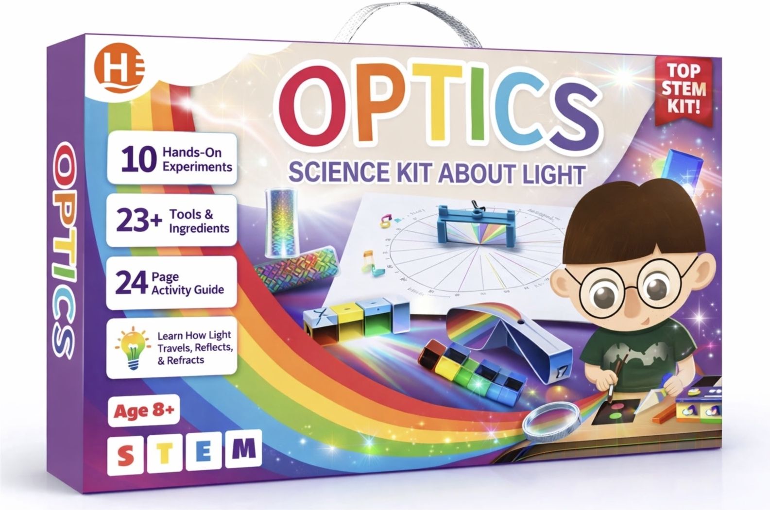 harrison Light & Optics Kit | Prism, Lenses, Glass Blocks & Laser Ray | STEM Science Kit-picture-30