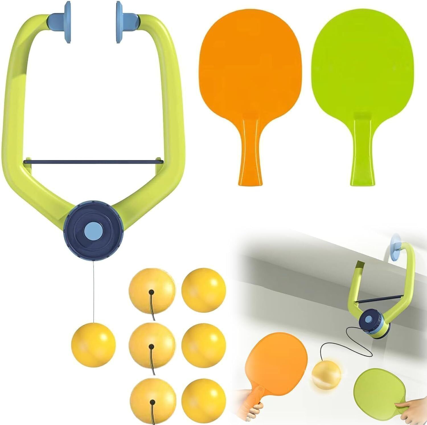Adjustable Hanging Table Tennis Trainer Set for Kids with Racket and Balls-image-30