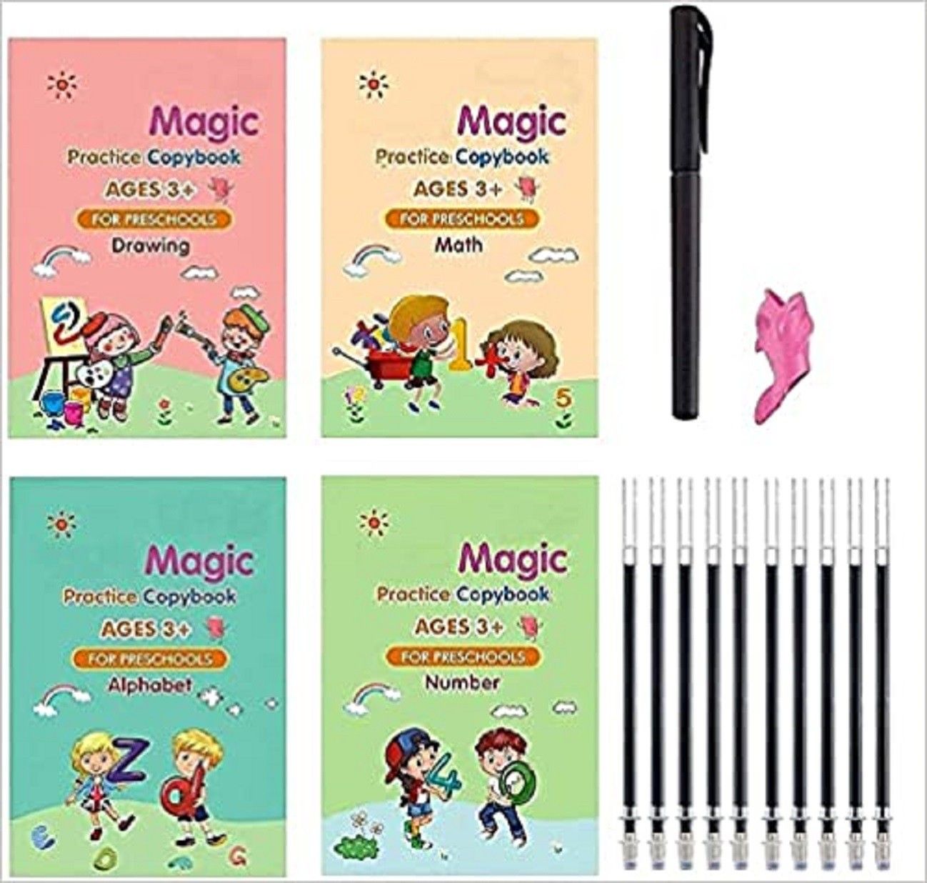 Magic Practice Copy Books Set of 4 Magic Writing & Drawing Books Kit-image-13