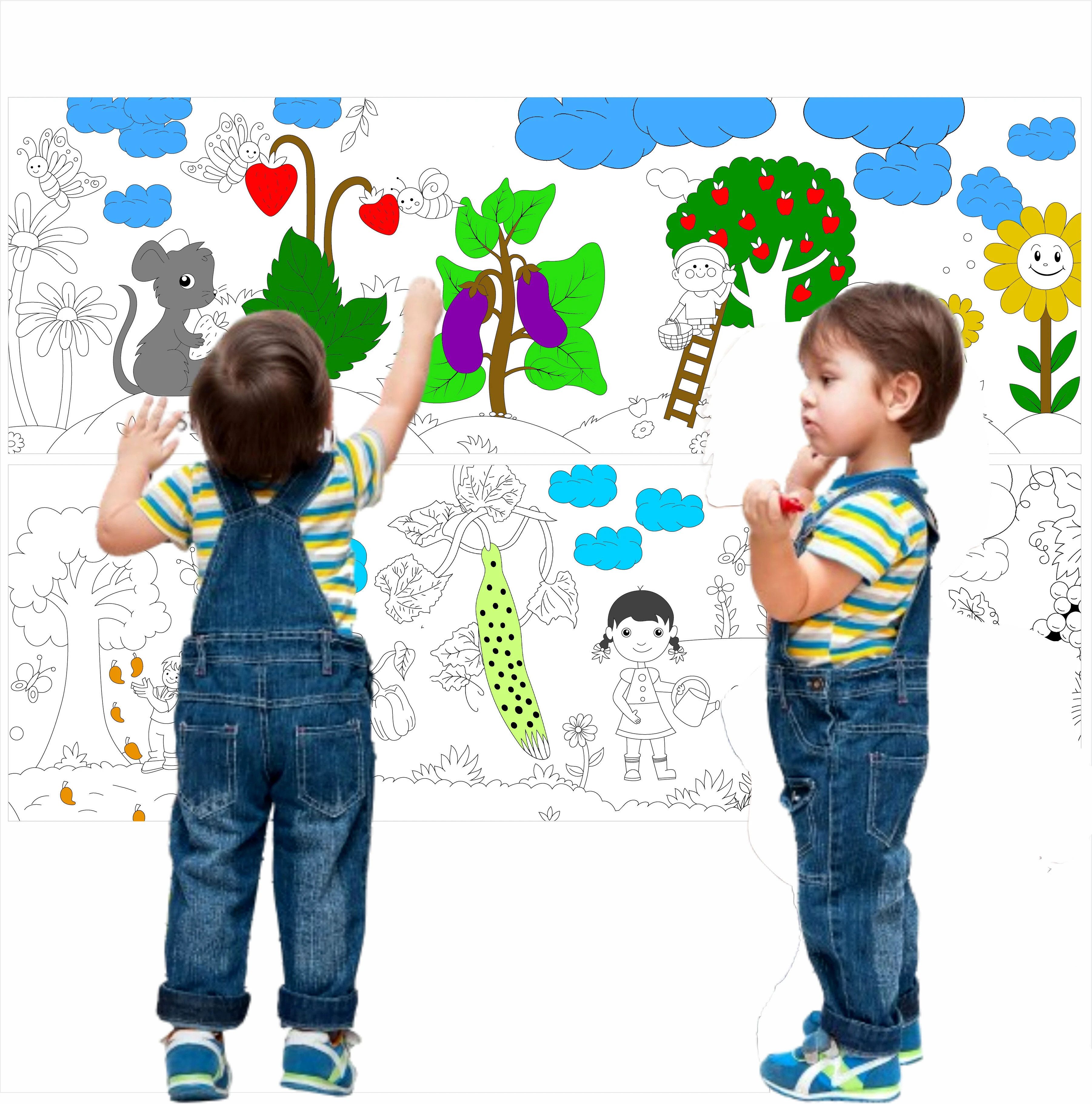 kapishreeenterprise Coloring Re Stick Drawing Paper Roll for Kids 84x12 Inch Fruits Flower Art Roll-picture-10