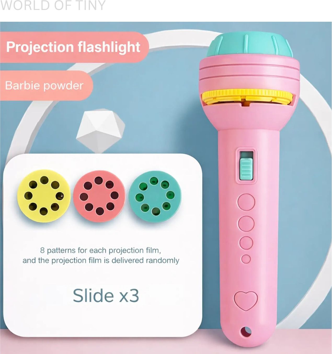world of tiny Kids Fun Projection Flashlight with 8 Patterns Each Slide-picture-16