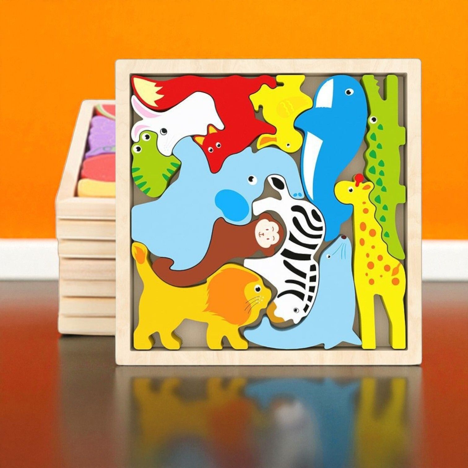 Multicolor Wooden Animal Puzzle – Fun & Educational Toy for Kids W84-image-35
