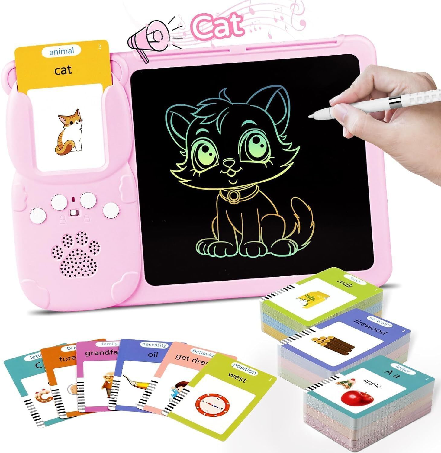 Rechargeable 112 Talking Flash Cards with LCD Writing Tablet for 3-8 Years Toy-image-36