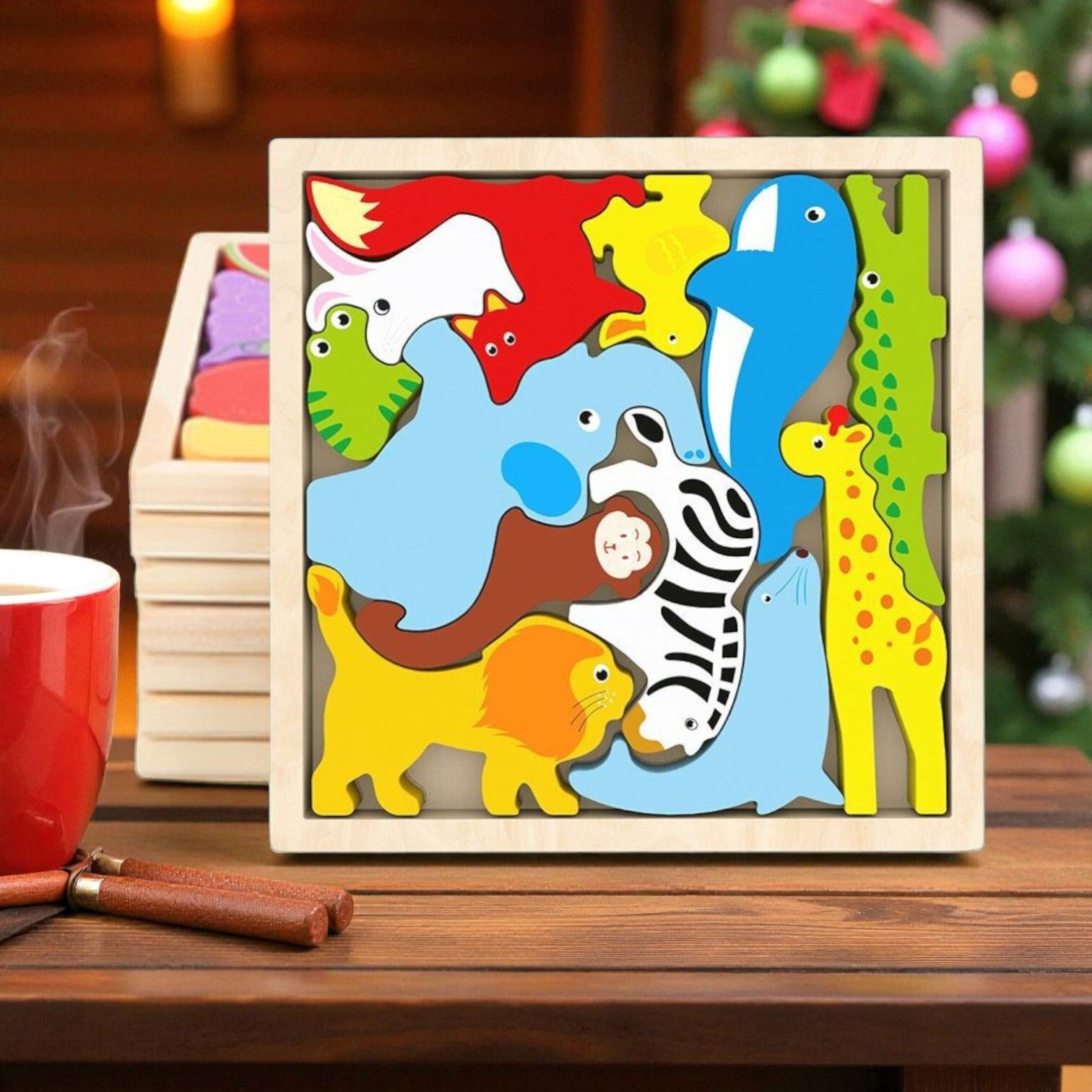 Multicolor Wooden Animal Puzzle – Fun & Educational Toy for Kids W45-image-39