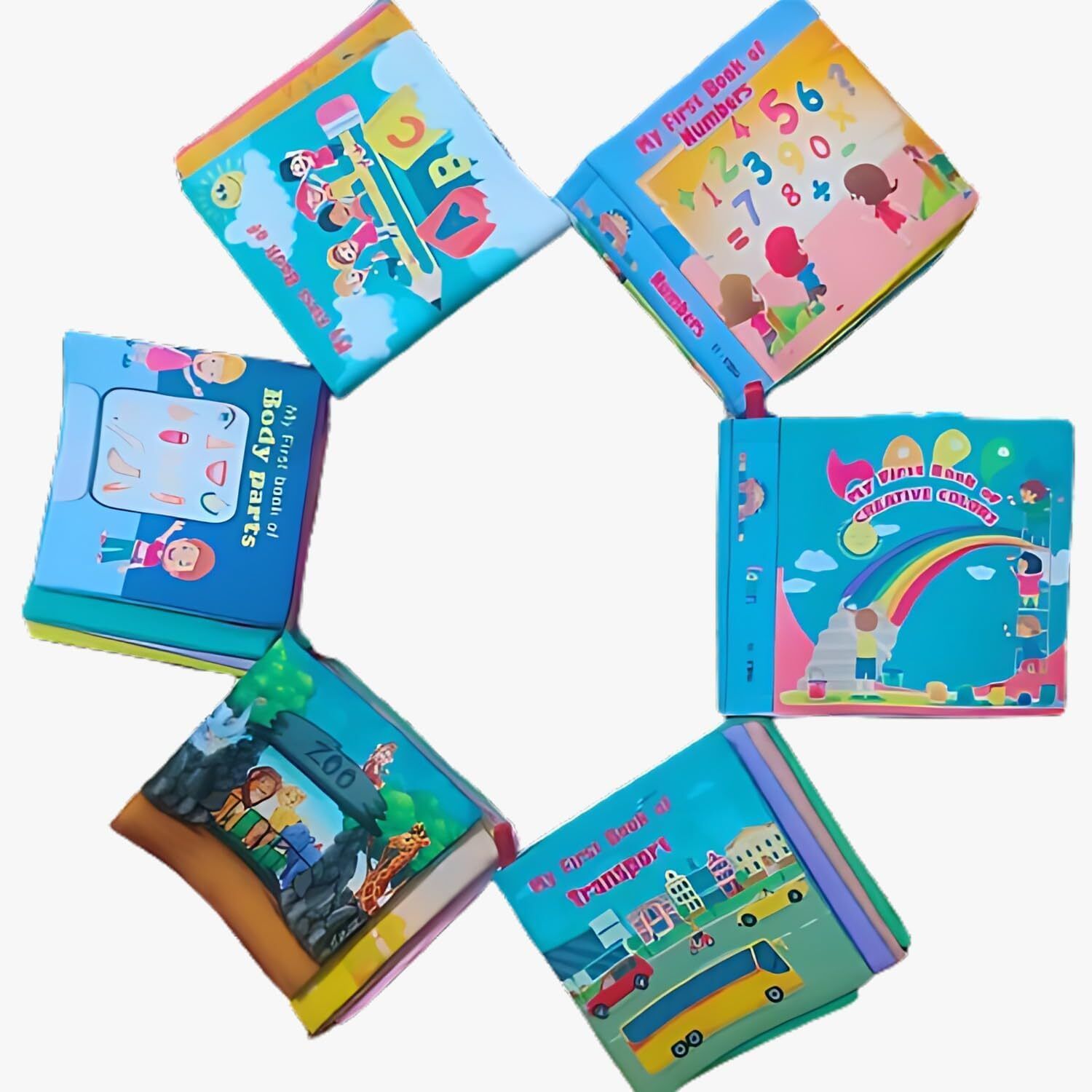 booketano Set of 6 Washable Sensory Fabric Book With Crinkle Paper for Kids-picture-10