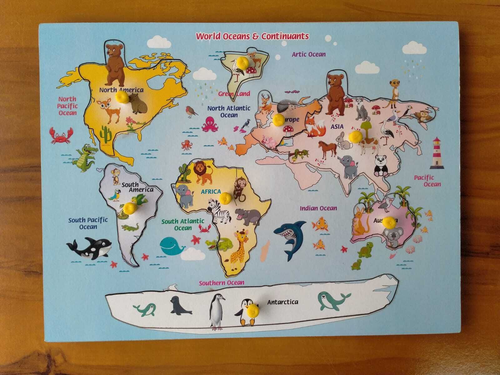 World Map Puzzle Oceans & Continents with Animals-image-32