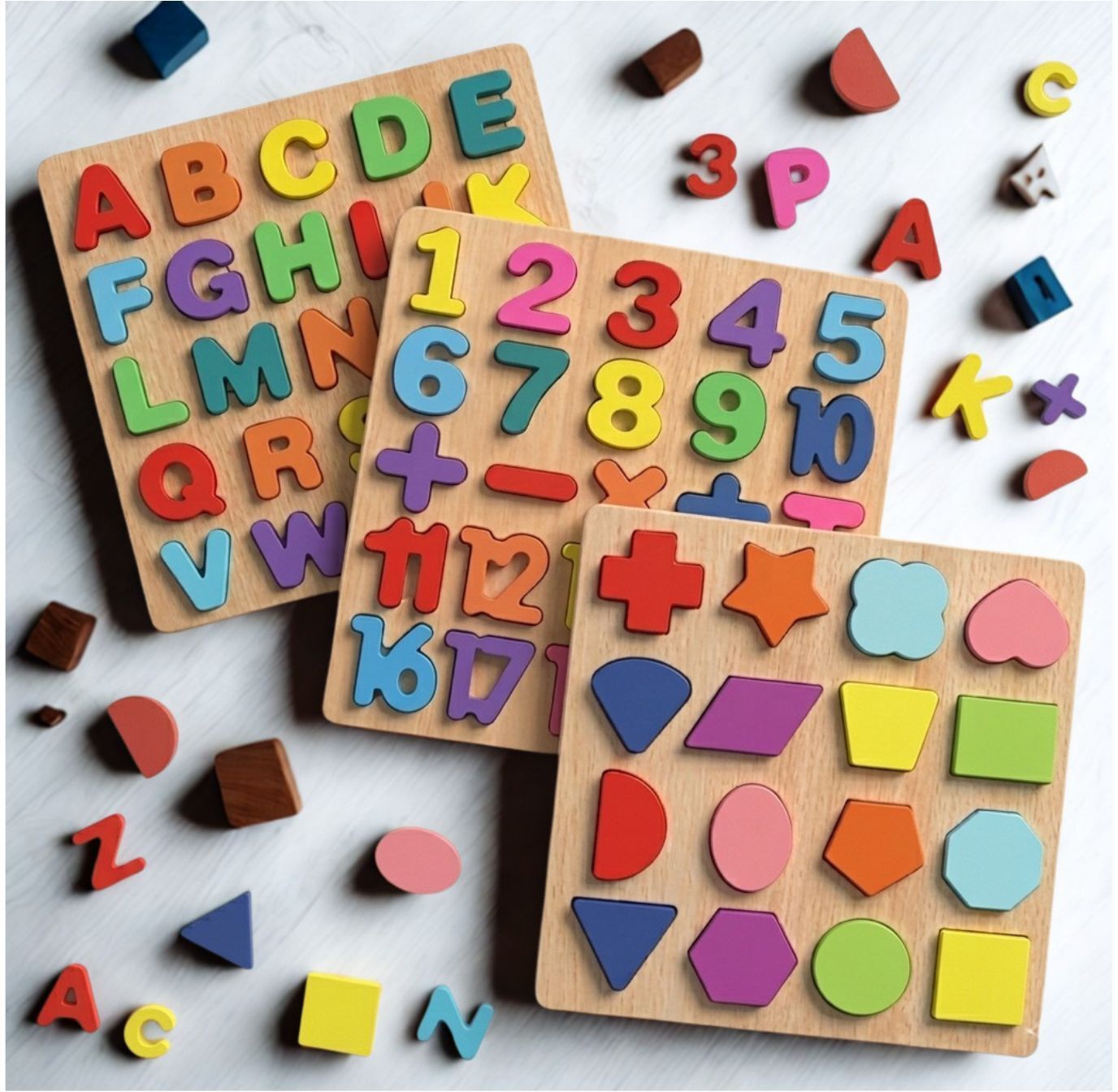 Educational Wooden Puzzle Board for Kids Alphabet Number Shape Activity M1S701-image-40