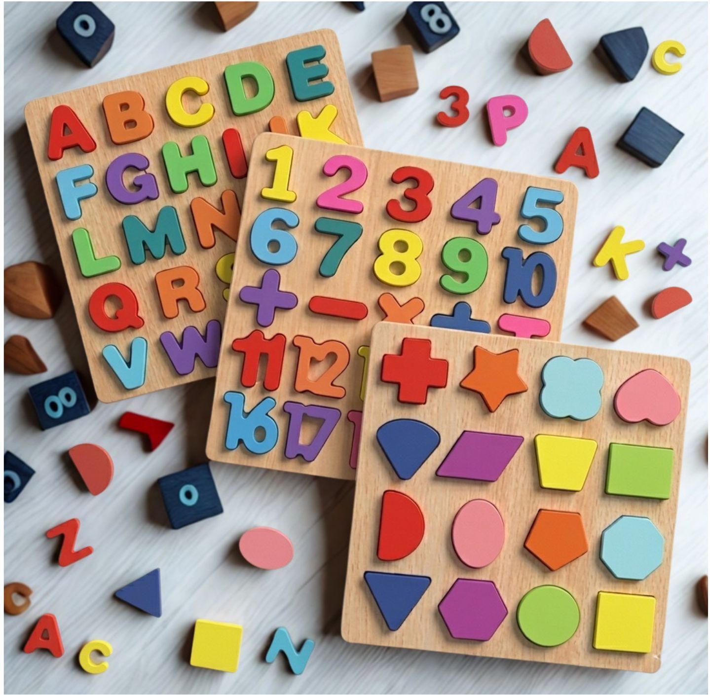 beauty bright Kids Wooden Learning Puzzle Board ABC Number Shape Educational Toy B1T680-picture-4