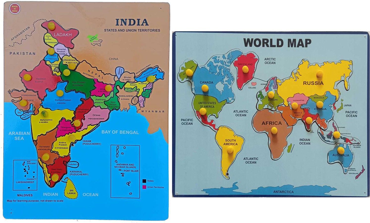 Wooden Combo India Map & World map Puzzle Learning Toy For Kids-image-8