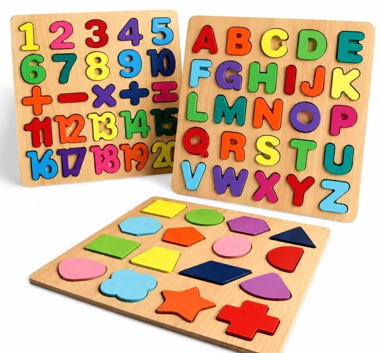 maanaas Alphabet, Numbers & Shapes Wooden Puzzle Set-picture-28