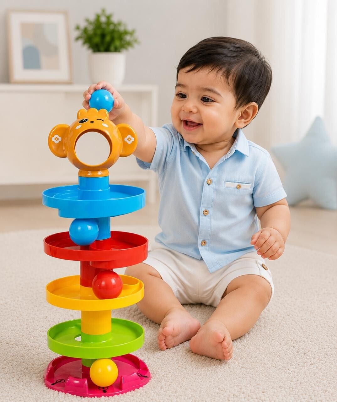 novexa BALL DROP TOWER TOY WITH ROLLING BALLS | MONKEY TRACK EDUCATIONAL TOY FOR KIDS-picture-27