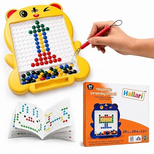Magnetic Drawing Board for Kids – 80 Bead Pieces yellow-image-27