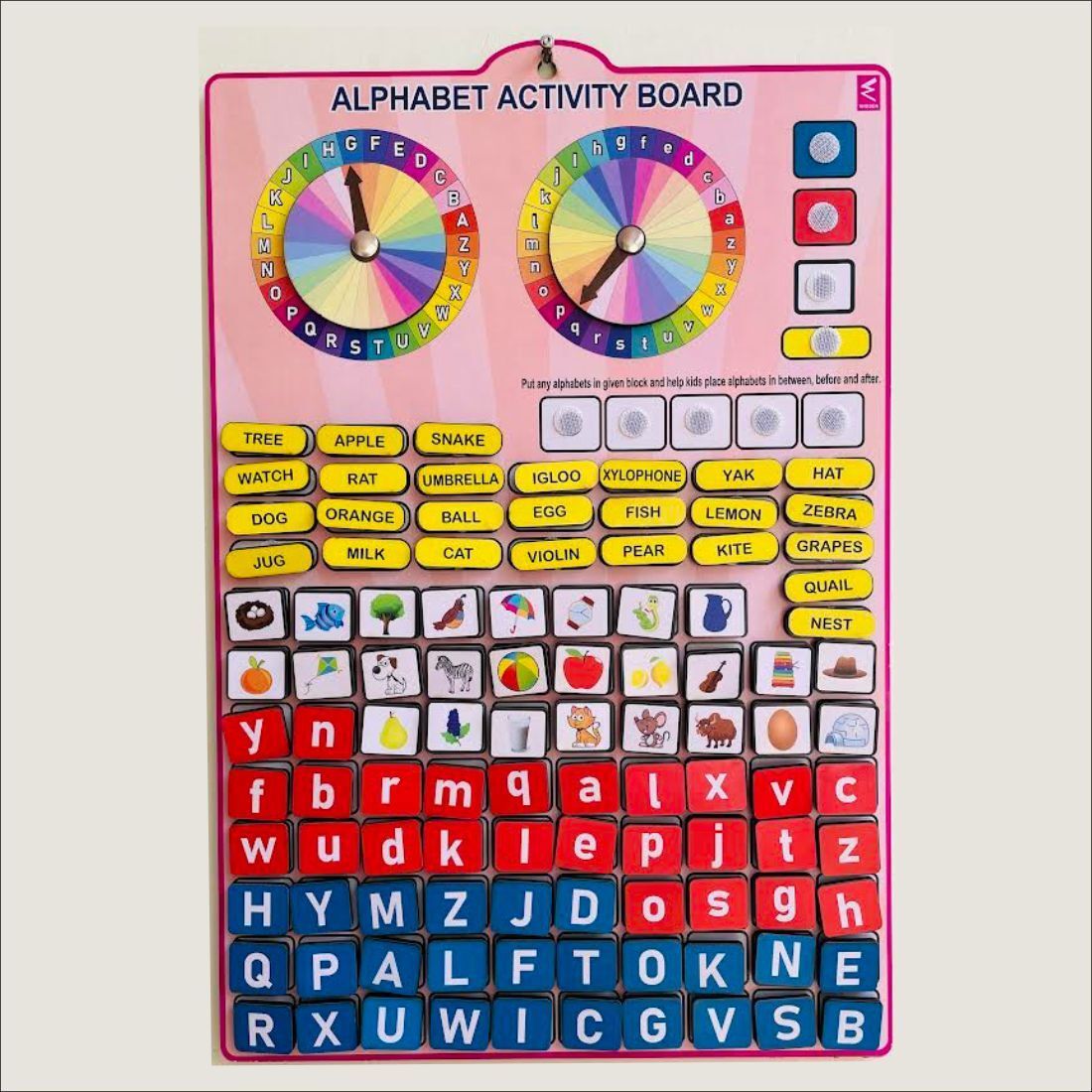 Wooden Alphabet Activity Learning Board- Velcro Based for Kids-image-35