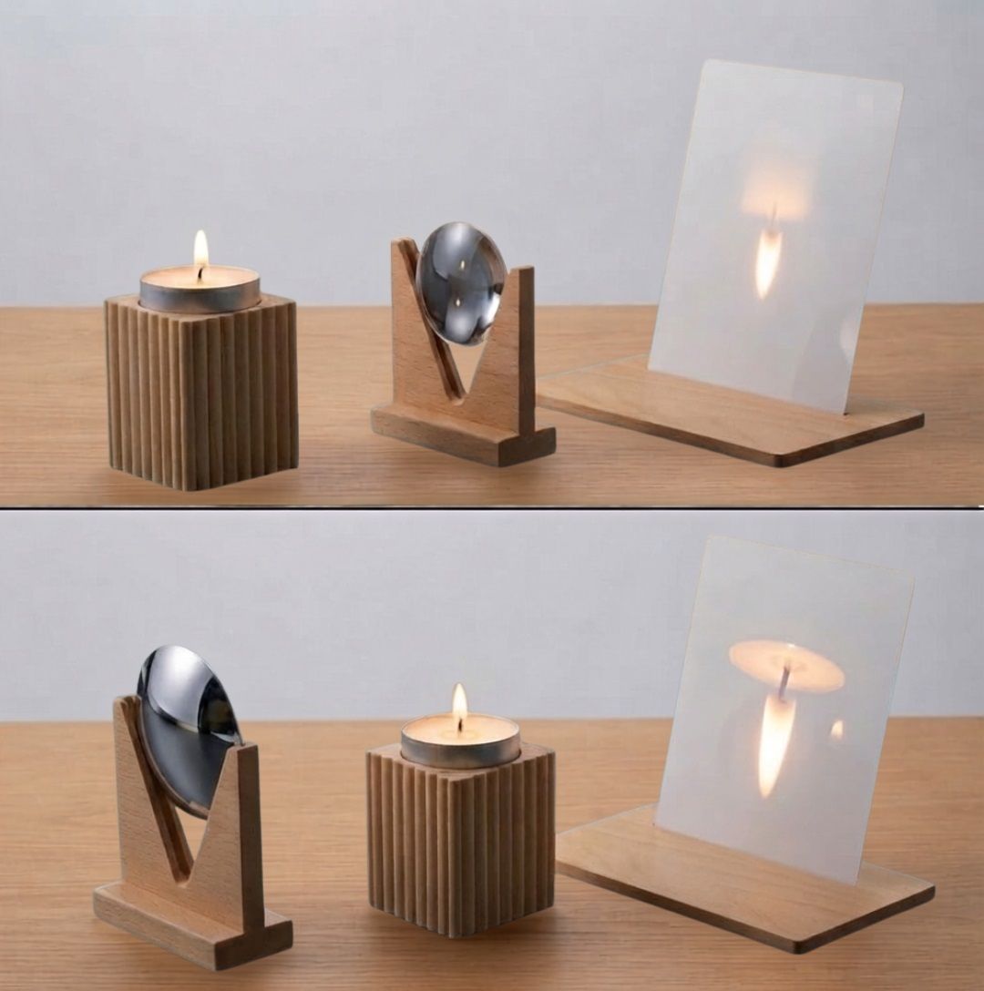 erhindia STEM 2 Inch Convex Lens Concave Mirror Candle Experiment Focal Length -30cm-picture-1