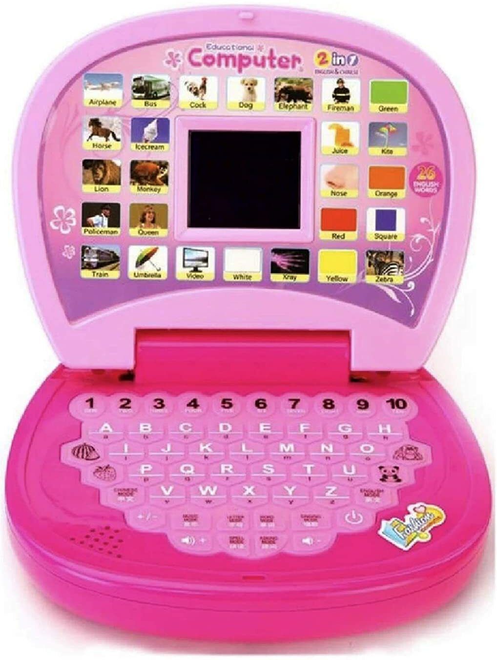 Learning ABC And 123 Mini Laptop With LED Display And Music (Pink) (Pink)
