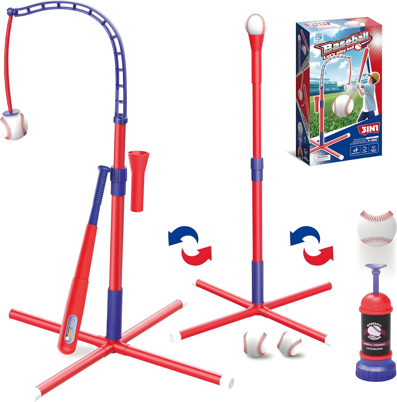 3-in-1 T Ball Set for Kids, Outdoor Sport Toy