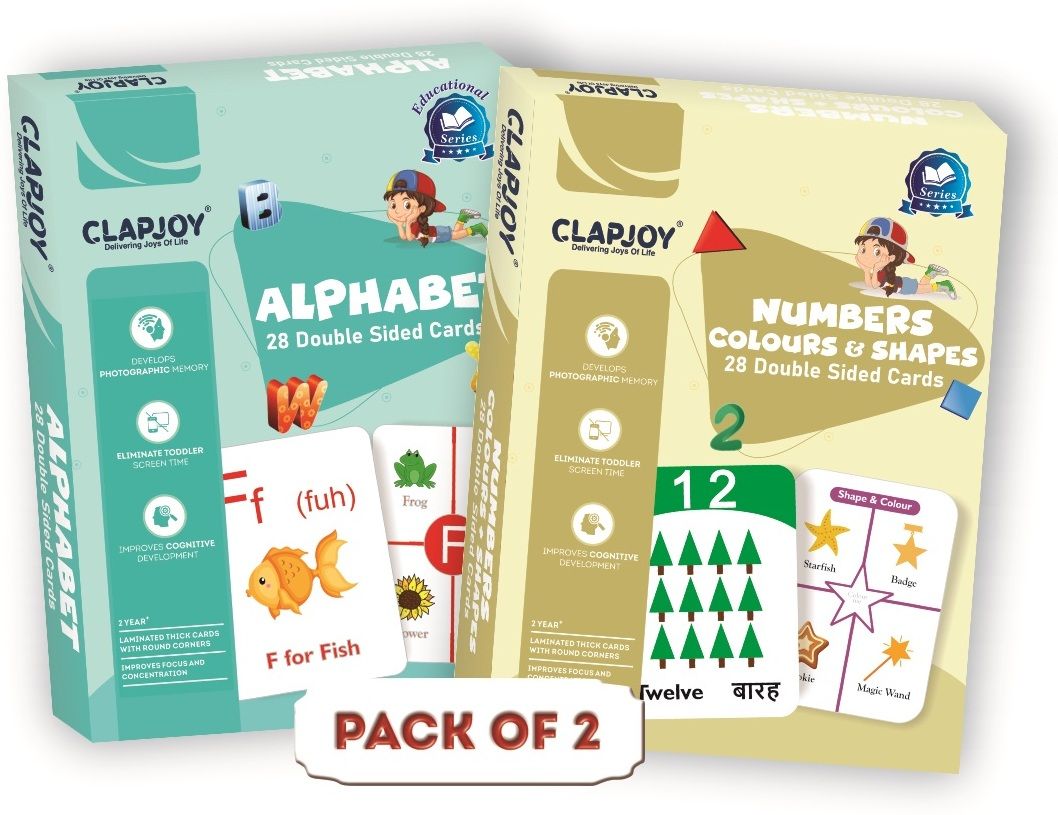 clapjoy Alphabet & Number,Colour,Shapes Double Sided Flash Cards for Kids 2 year & above-picture-16