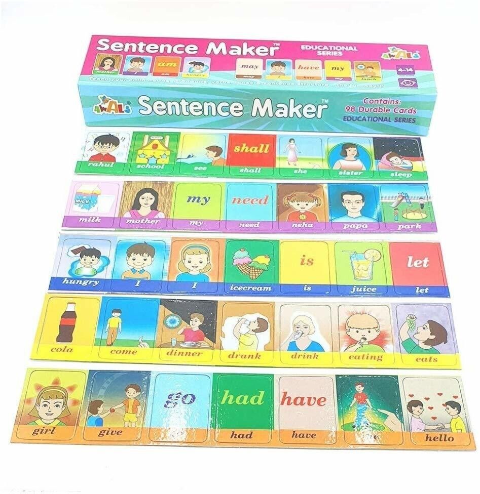 Early Education Sentence Maker Flash Cards Game with 90 Durable Multicolor Cards