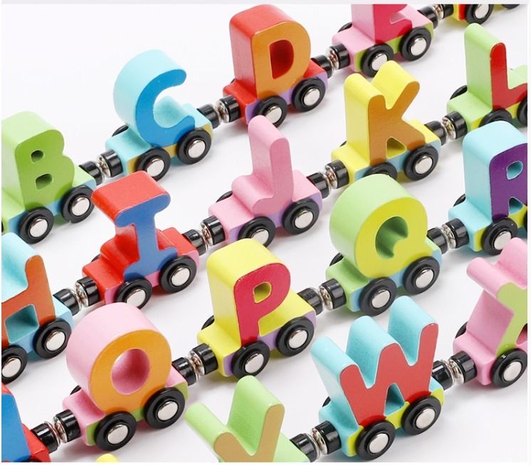 rutuff Wooden Learning A-B-C-D... Toy Train Wooden Alphabet Letters Train-picture-30