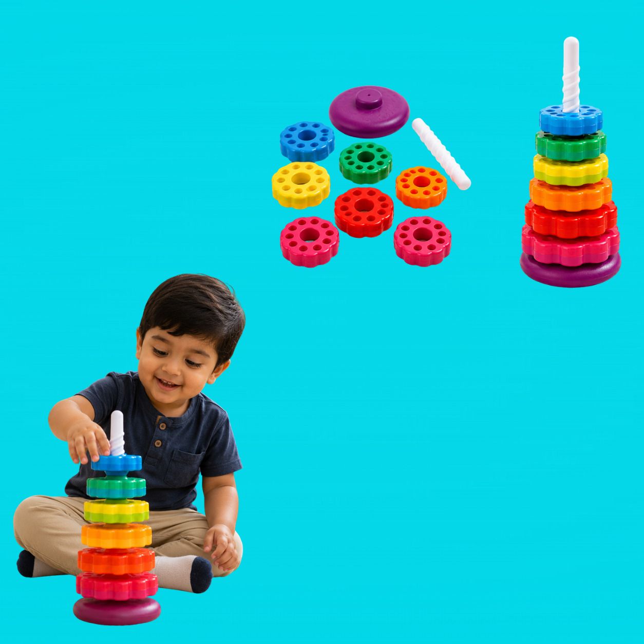 tileez Educational Rainbow Stacking Rings Toy for Kids Brain Development Play-picture-30