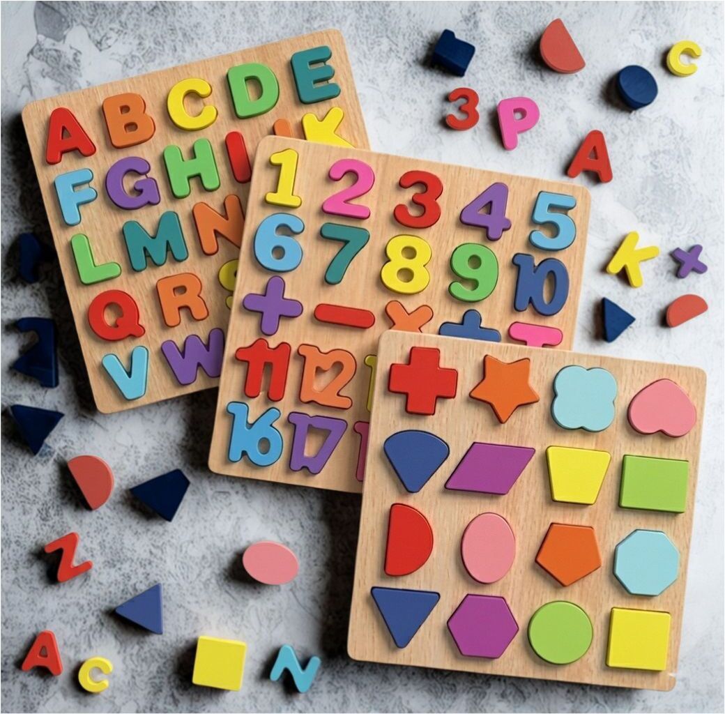 beauty bright Montessori Wooden Alphabet Number Shape Puzzle Board for Preschool Kids B1T720-picture-40