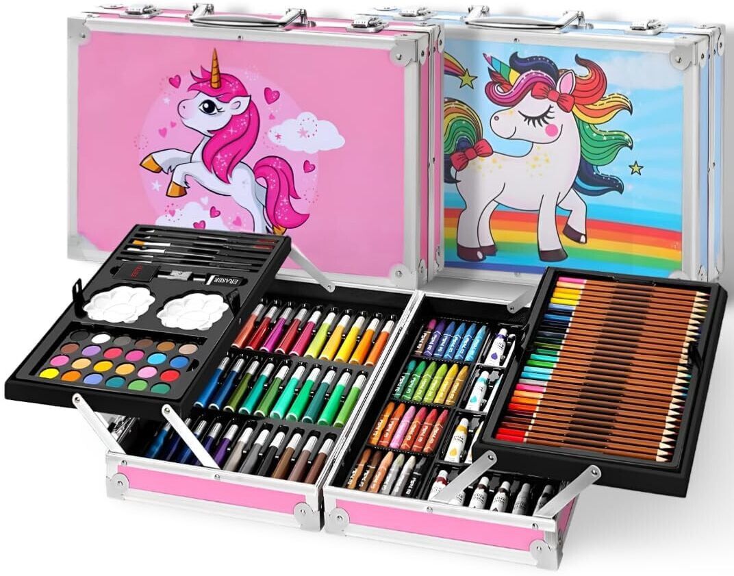 All in One Art Set 145 Piece Coloring and Painting Box for Boys and Girls