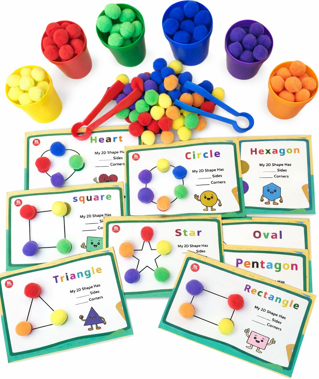 babybundle Shape Sorting Learning Toy with Pom Pom, Tweezers, Cups & Cards-picture-33