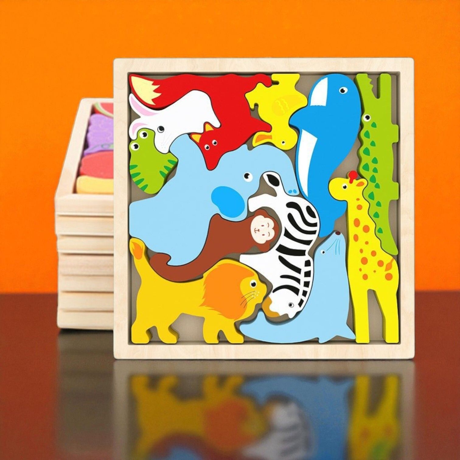 Multicolor Wooden Animal Puzzle – Fun & Educational Toy for Kids W40-image-45