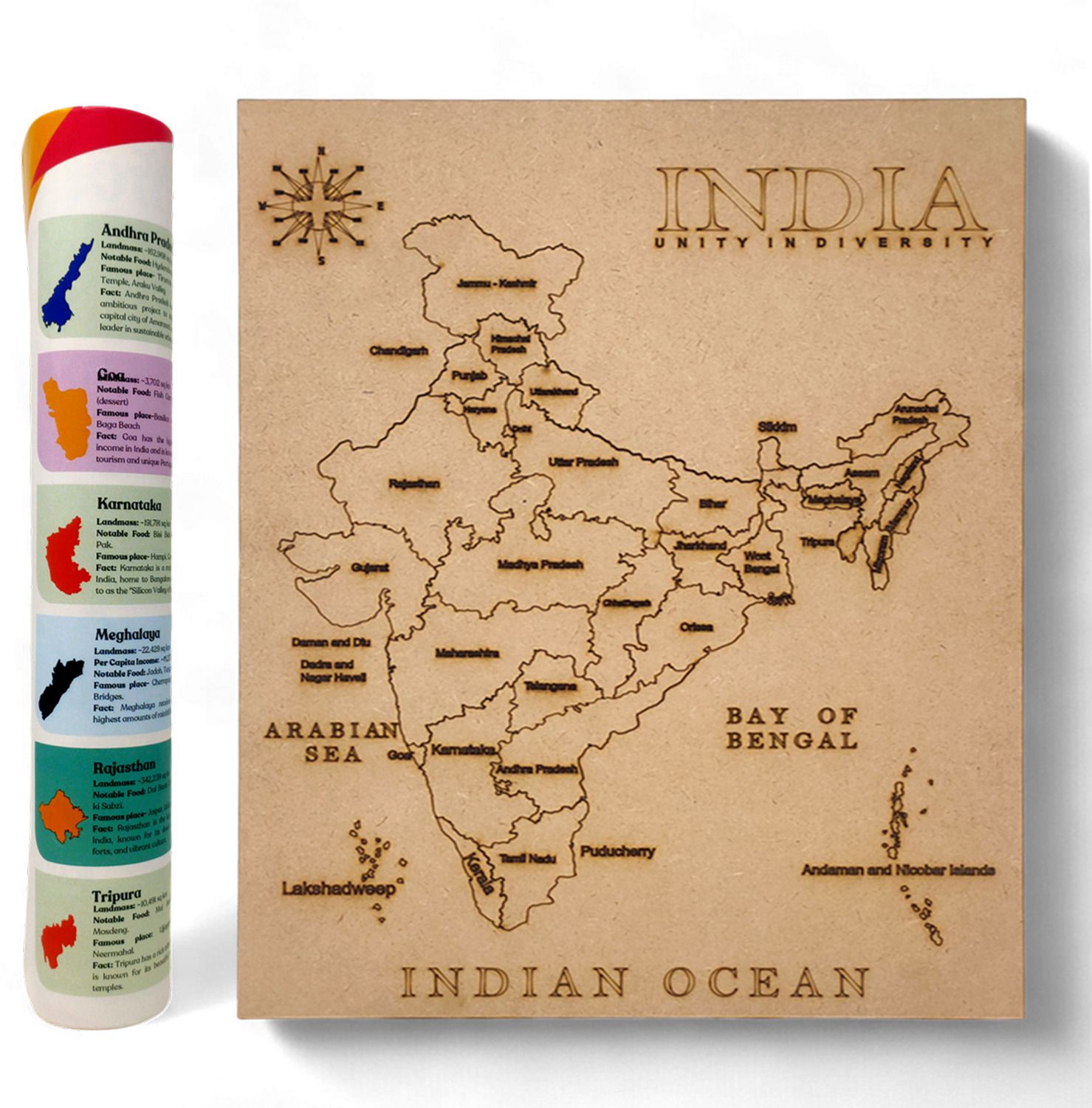 Indian Map Puzzle toy for Kids with States,Capitals and Monuments & Educational