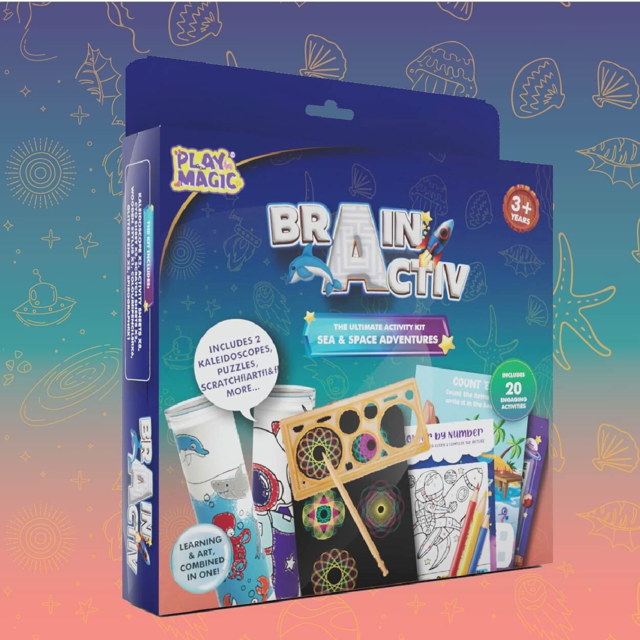 playmagic BrainActiv Ultimate Activity Kit - Sea&Space Adventure|Art Kit|Skill Development-picture-29