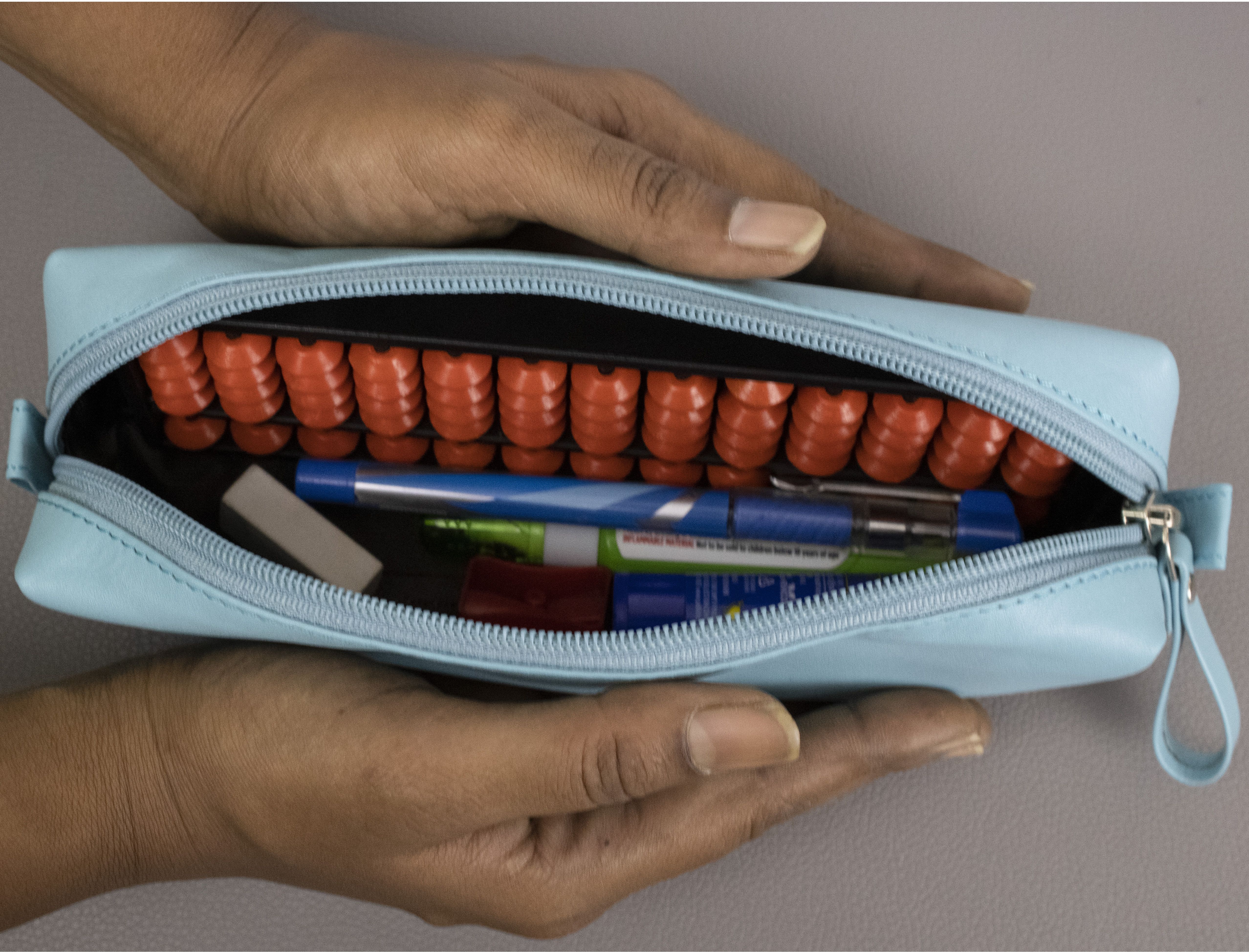 spillbox Abacus Math Learning Kit for Kids 13 Rod Brown with Square Pouch -LBlue-picture-28